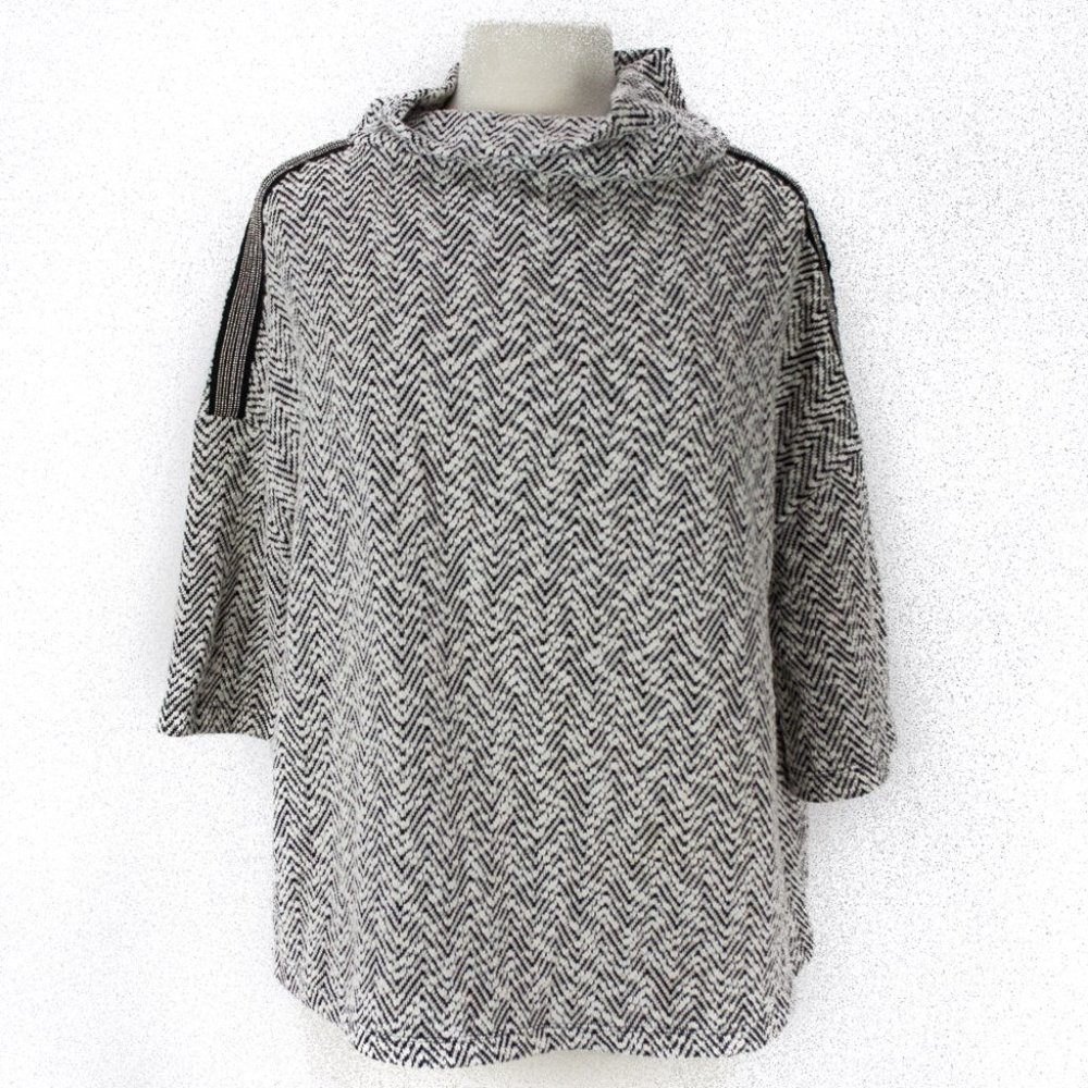 Zenergy 3/4 Sleeve Sweater Pullover Cowl Oversized